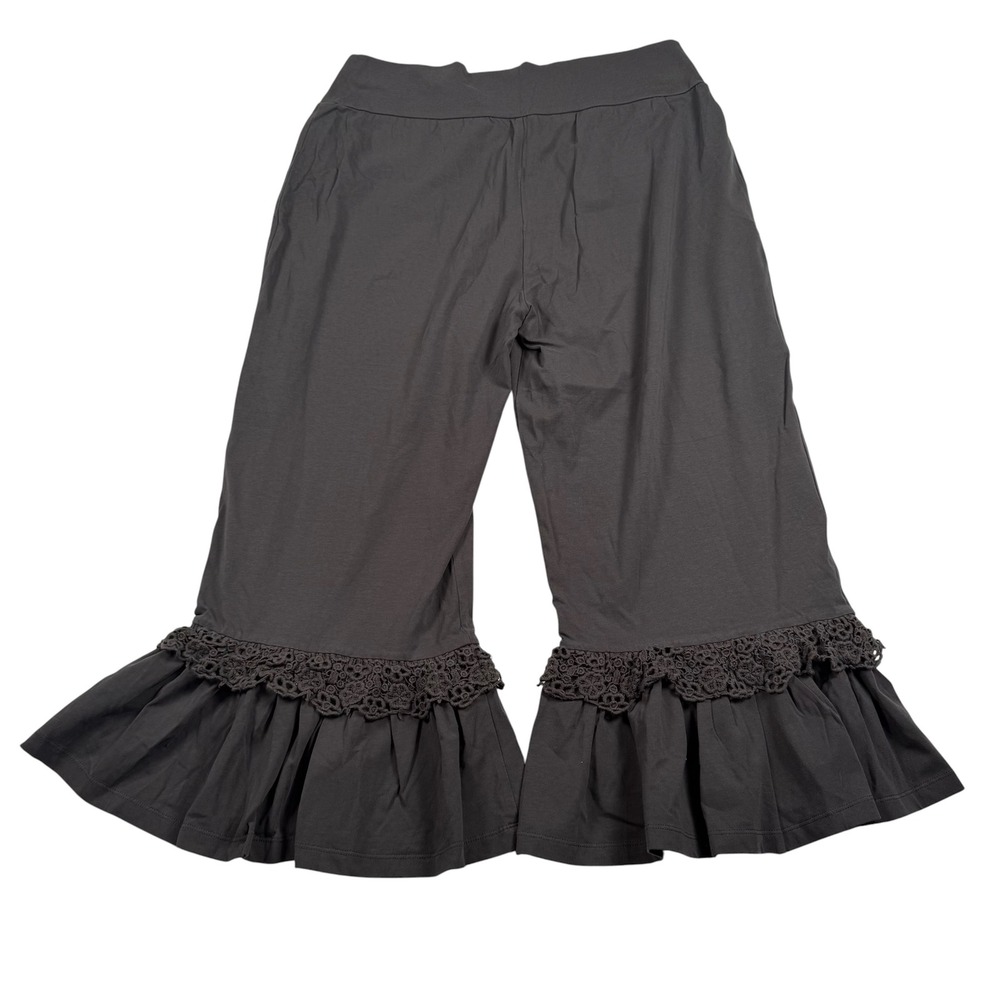 Matilda Jane Big Ruffle Pants Womens XL Gray Crochet Lace Cropped Wide Leg - Picture 2 of 8